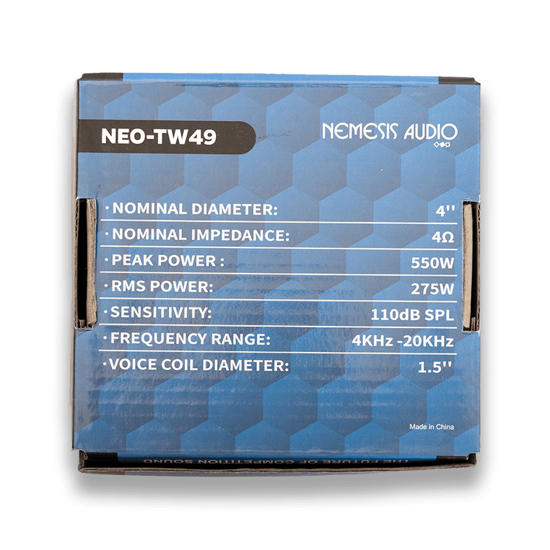 Nemesis Audio NEO-TW49 4" Neodymium High-Efficiency Bullet Tweeter – 550W Max – 4 Ohm