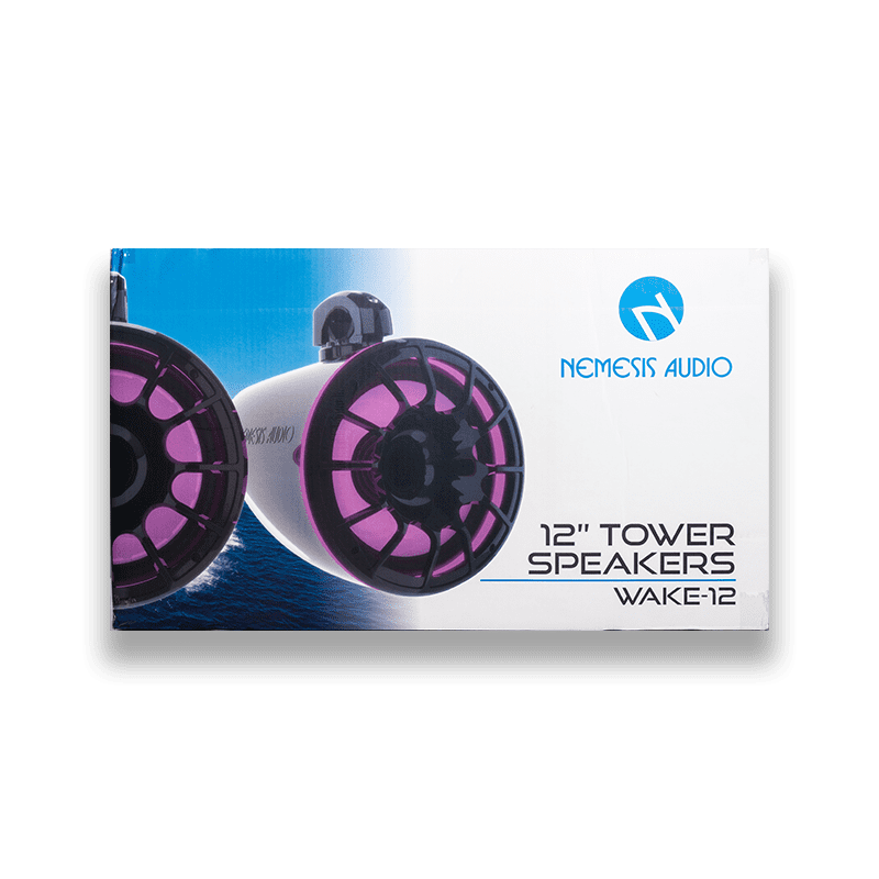 Nemesis Audio WAKE-12 12" Horn Loaded Marine Tower Speakers with RGB Lighting – 1200W Max