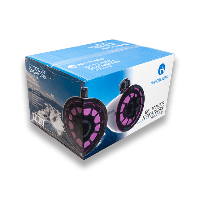 Nemesis Audio WAKE-12 12" Horn Loaded Marine Tower Speakers with RGB Lighting – 1200W Max
