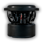 8-inch subwoofer driver showing rear magnet assembly and exposed wiring terminals