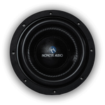 Nemesis Audio 8-inch subwoofer with black front grille and blue logo