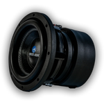 Black 8-inch subwoofer driver with Nemesis Audio logo and metal speaker frame