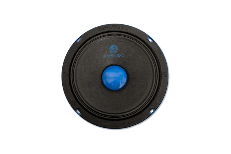 Nemesis Audio 6.5 midrange speaker with black basket and blue center cone