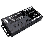 Black 2-channel line-out converter with bass processor, front panel and labels