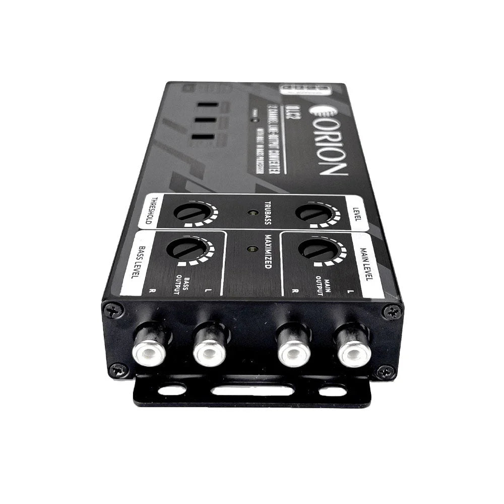 Black line-out converter with bass processor, front knobs and output jacks