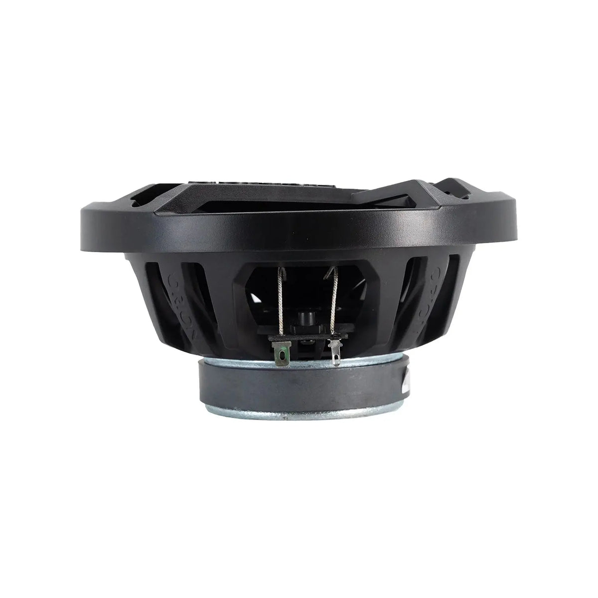 Black 6.5-inch woofer speaker with visible rear terminals and mounting bracket