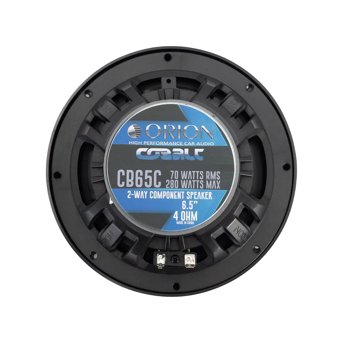 Orion CB65C 6.5-inch 2-way component speaker with 4 ohm label on rear