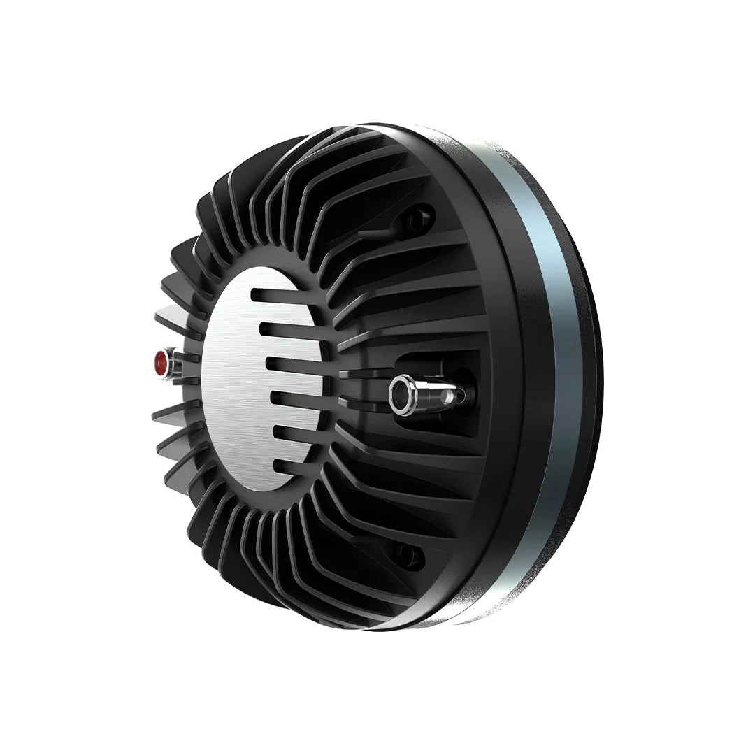 3-inch black compression driver with circular metal grille and mounting terminals