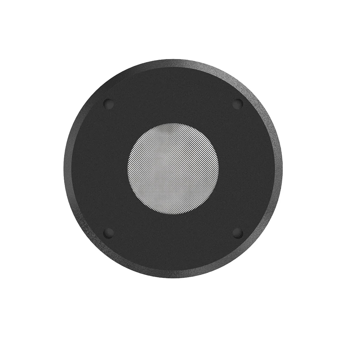 Black 3-inch compression driver face with central mesh dome and four mounting holes