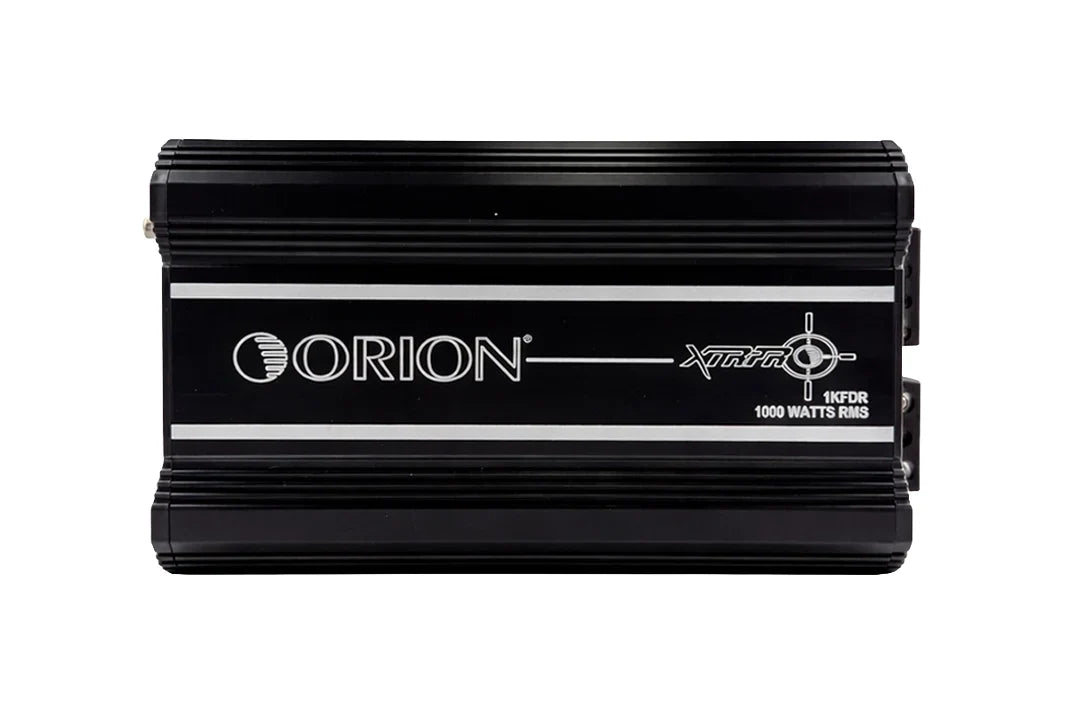 Black Orion class-D monoblock amplifier with XTRPRO1K markings