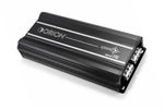 Orion XTRPRO2K monoblock amplifier angled view, black metal case and side ports
