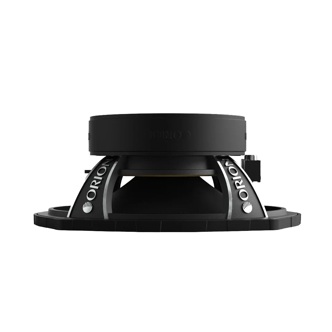 Black 6x9 in midrange speaker driver side view with basket and mounting bracket