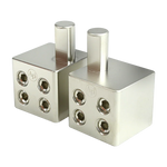 Metal amp input reducer with offset stub, two connector blocks with multiple threaded bolt ports