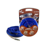 Audiopipe 0 gauge amplifier wiring kit with blue OFC copper cable and ring terminal