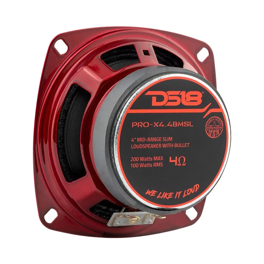 DS18 PRO-X4.4BMSL 4" 100W RMS Shallow Midrange Bullet Speaker (Single)