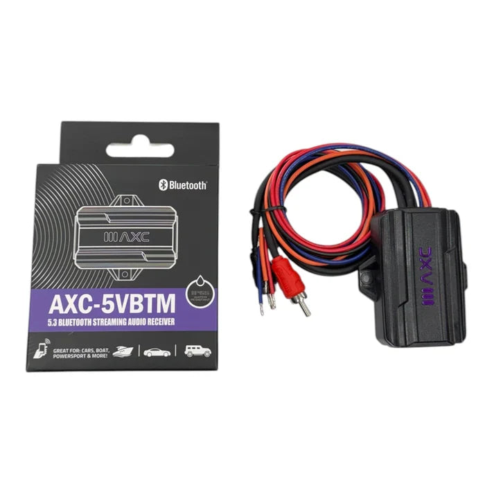 Audio Xtreme Bluetooth audio receiver with wiring harness and RCA-style connectors