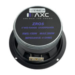 5.25-inch midrange speaker rear with spec label and black frame