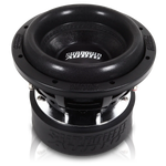 Black 8-inch subwoofer driver with textured cone and Sundown Audio badge