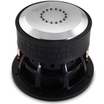 Black subwoofer backplate with metal mounting plate and screw holes