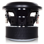 8-inch subwoofer driver with black frame and visible metal terminals