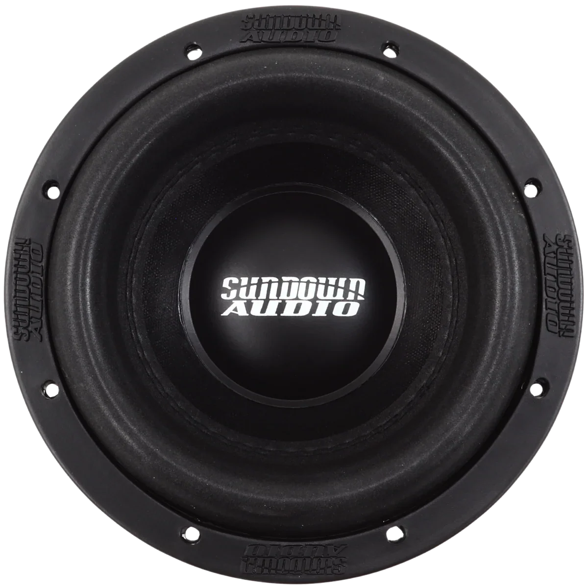 Sundown Audio 8-inch subwoofer, top view with logo dust cap