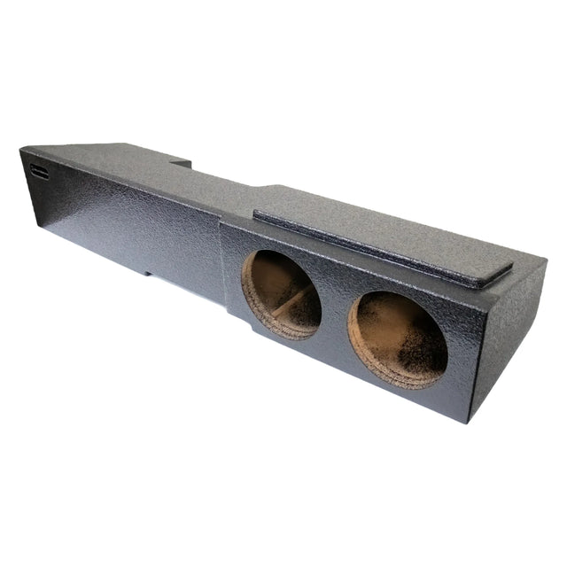 Dual 8-inch subwoofer enclosure with two circular speaker cutouts