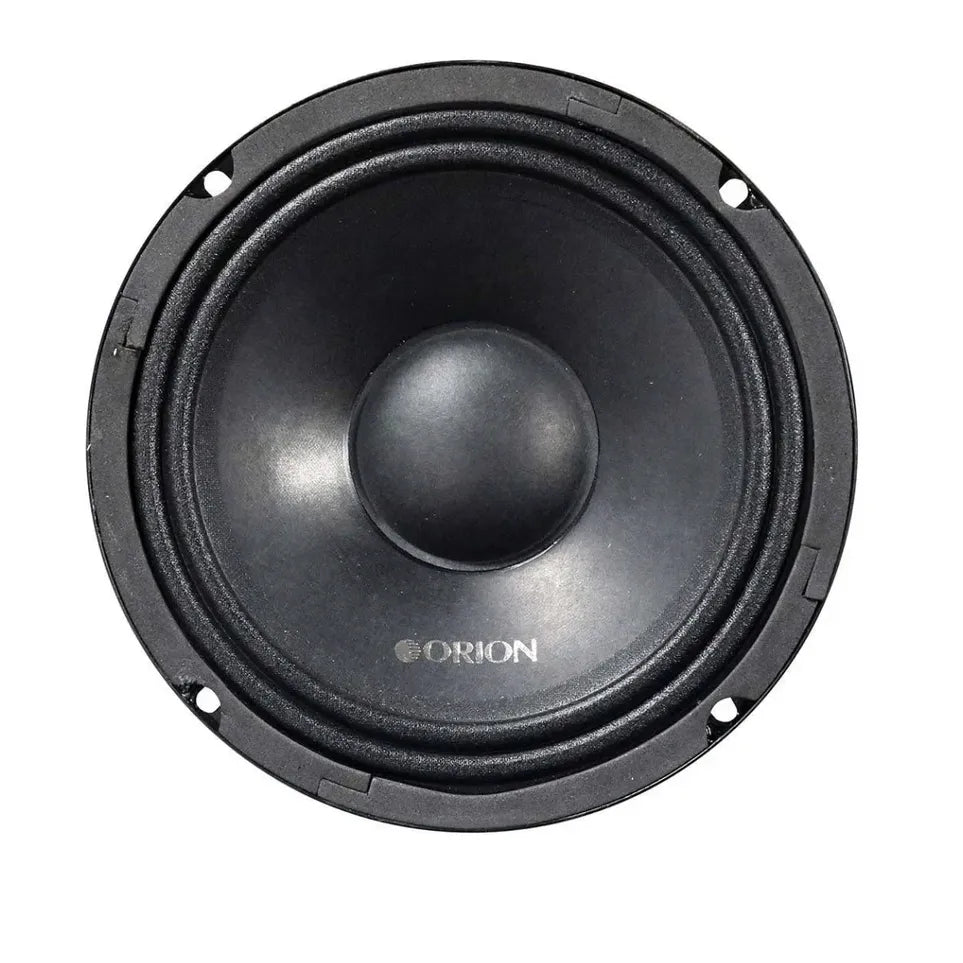 Black 6.5-inch speaker cone with dust cap and circular mounting screw holes
