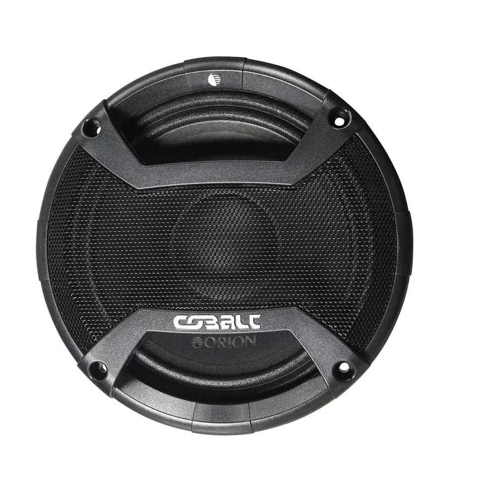 Black 6.5-inch midrange speaker front with textured grille and central dust cap