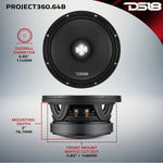 DS18 PROJECT 360 | 6.5" 300W RMS Midrange Speaker w/ Bullet (Single)