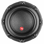 10-inch subwoofer driver with centered black mesh cone and red AP logo
