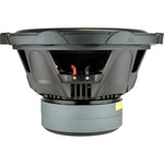 Audiopipe 12-inch subwoofer rear view with red wiring and terminal area