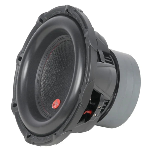Audiopipe 12-inch subwoofer showing side terminals and black mounting frame