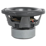 12-inch subwoofer from rear with wiring terminals and black vented grille