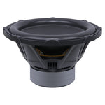 Car subwoofer with top view of cone surround and internal wiring visible