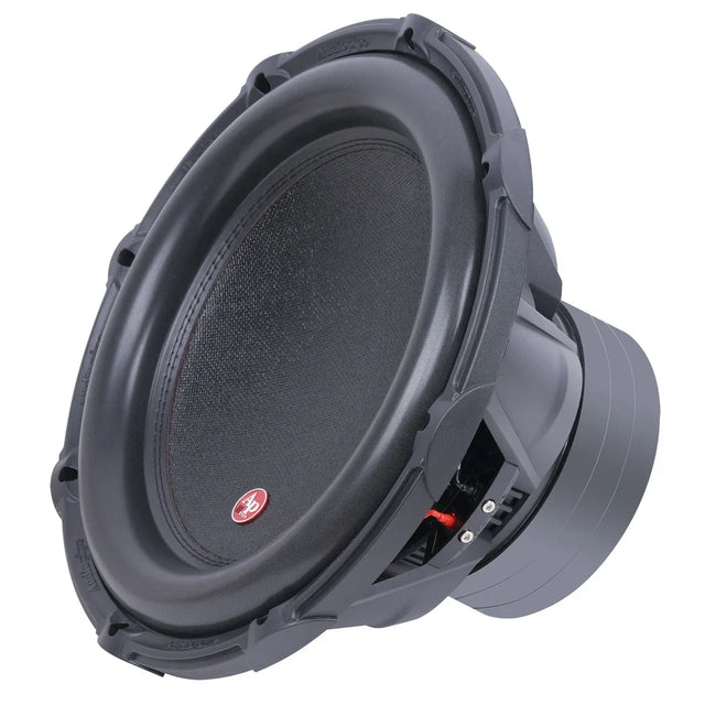 Car subwoofer showing black speaker cone and side mounting assembly