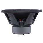 Car subwoofer from the rear with terminal screws and vented metal frame