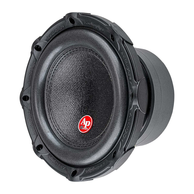 Triple-stack 8 in subwoofer front view with black cone and red center logo