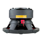 Triple-stack 8 in subwoofer rear view with red and black connection terminals