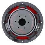 10-inch quad stack subwoofer back plate with red text markings and mounting holes