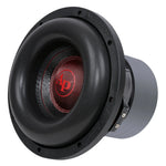 10-inch quad stack subwoofer close-up of black cone with red AMP logo