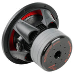 12-inch DVC subwoofer with black housing, red wiring accents, and cone internals