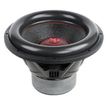 Car subwoofer woofer with black surround and red AP logo, angled front view