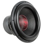 Car subwoofer woofer with black cone and red AP logo, front view
