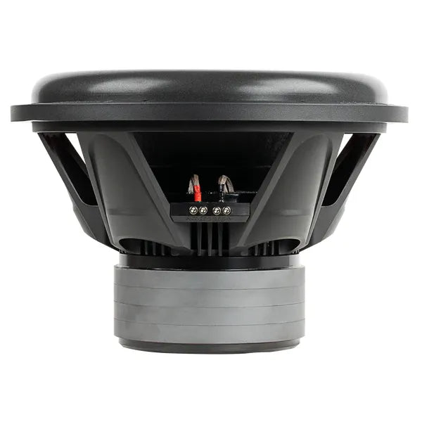 Car subwoofer woofer showing rear terminals and wiring posts, back view
