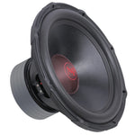 Audiopipe 18-inch subwoofer driver with black cone and red AP logo, DVC basket