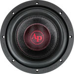 Audiopipe 8-inch subwoofer driver with black frame and red-ring dust cap