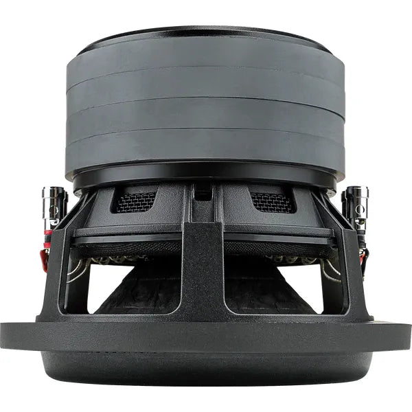 Audiopipe 8-inch subwoofer rear view with mounting bracket and speaker leads