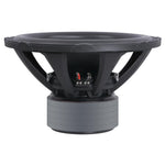 18-inch subwoofer rear view with exposed terminals and black mounting basket