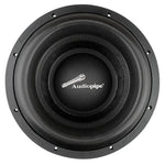 Black 12-inch subwoofer speaker with fabric surround and Audiopipe center logo