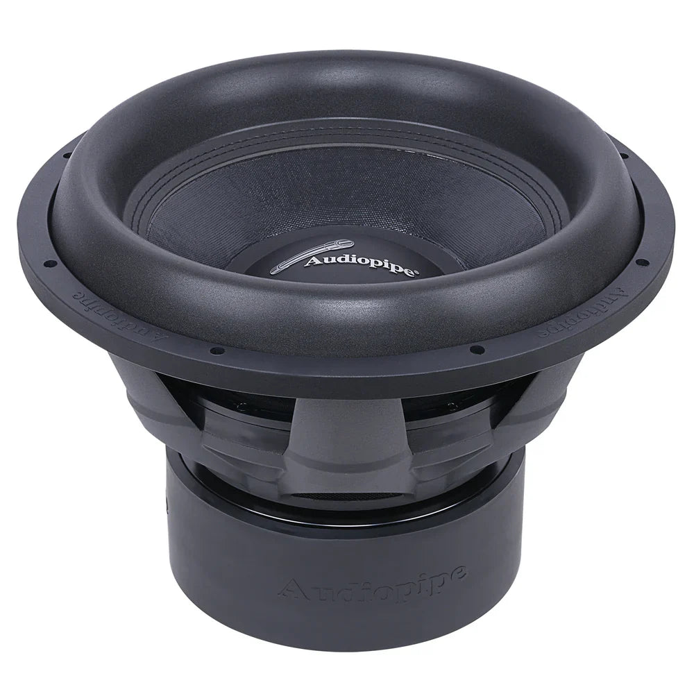 15-inch Audiopipe competition subwoofer basket with dark cone and surround
